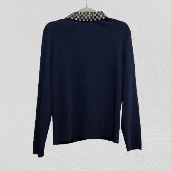 PIANO zip up sweater with sequin faux pockets and collar sparkling charm… - Picture 2 of 12